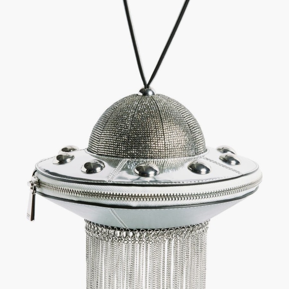 kate spade new york::Spaced Out Silver Embellished Leather UFO Handbag::NEW:: - Picture 6 of 6
